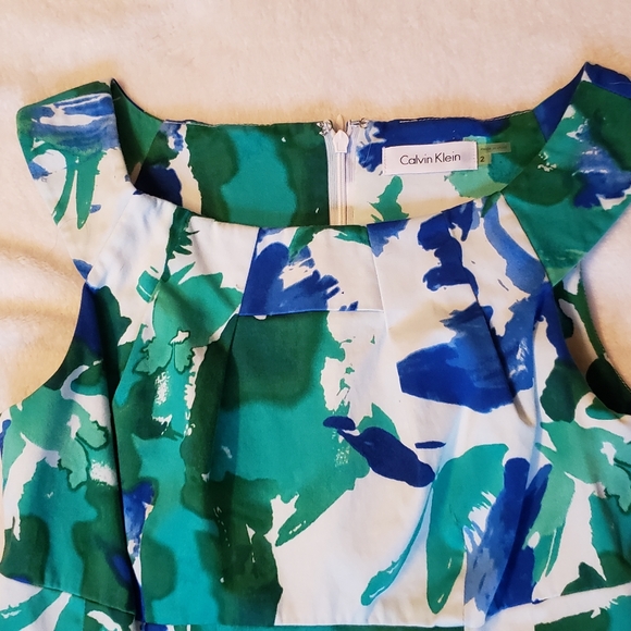Ink blot blue and green spring size 2 dress - Picture 4 of 12